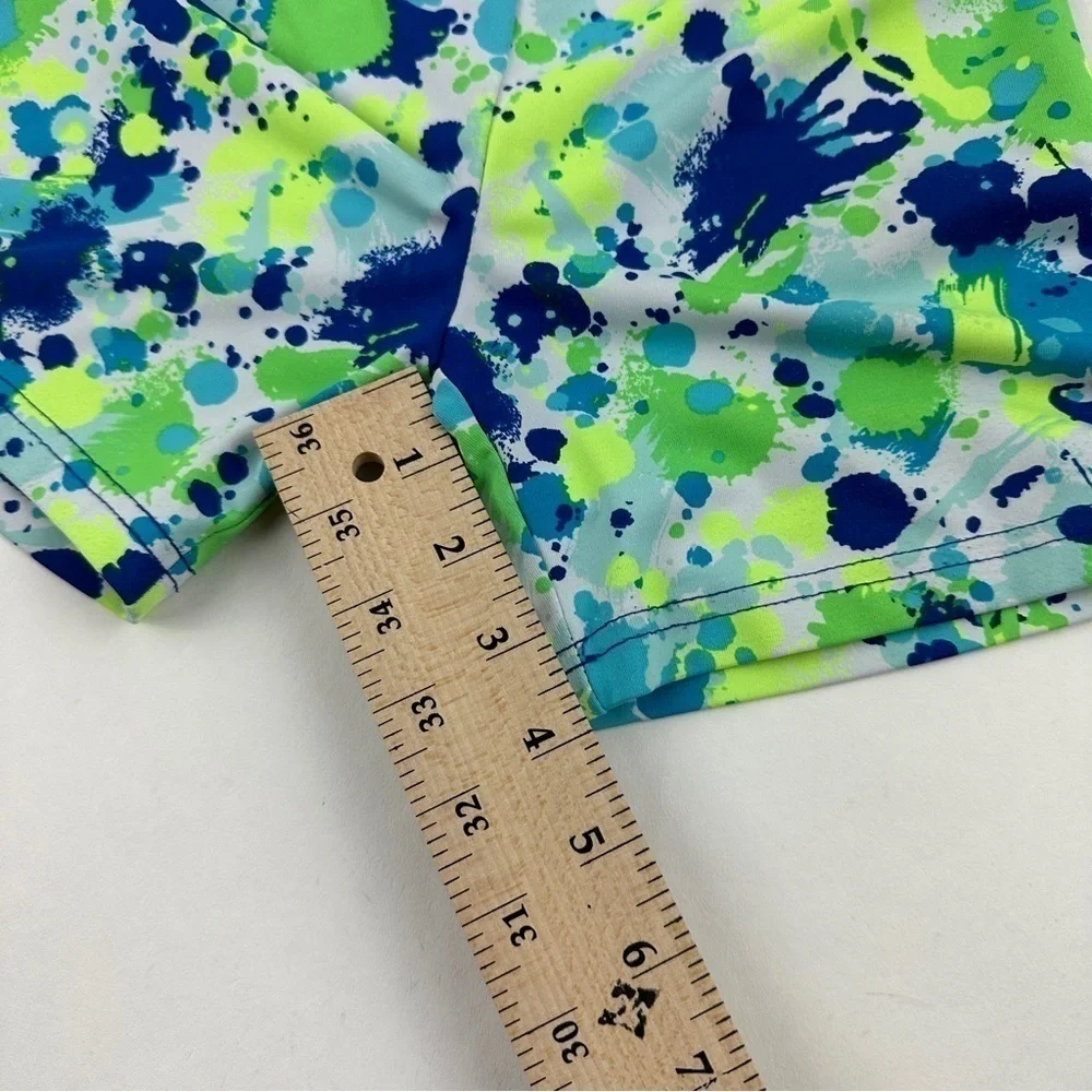 Justice Compression Shorts Girls 10 Blue Green Paint Splatter Pattern